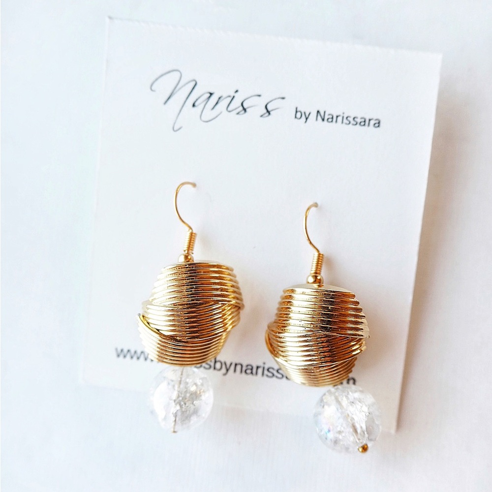 Bead Gold Dangle Earrings